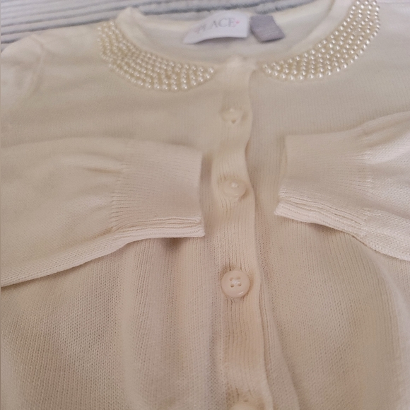 The Children's Place Pearl Collar Button Down Cardigan Sweater Size 10-12(L) - Picture 2 of 3